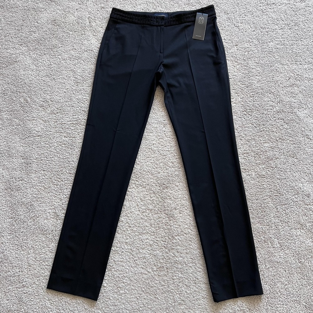 Piazza Sempione Dress Pants Womens IT 46 Black Wool Stretch Slim Leg Italy